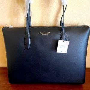 Kate Spade: All Day Large Zip-top Tote (brand new with tags, black leather)